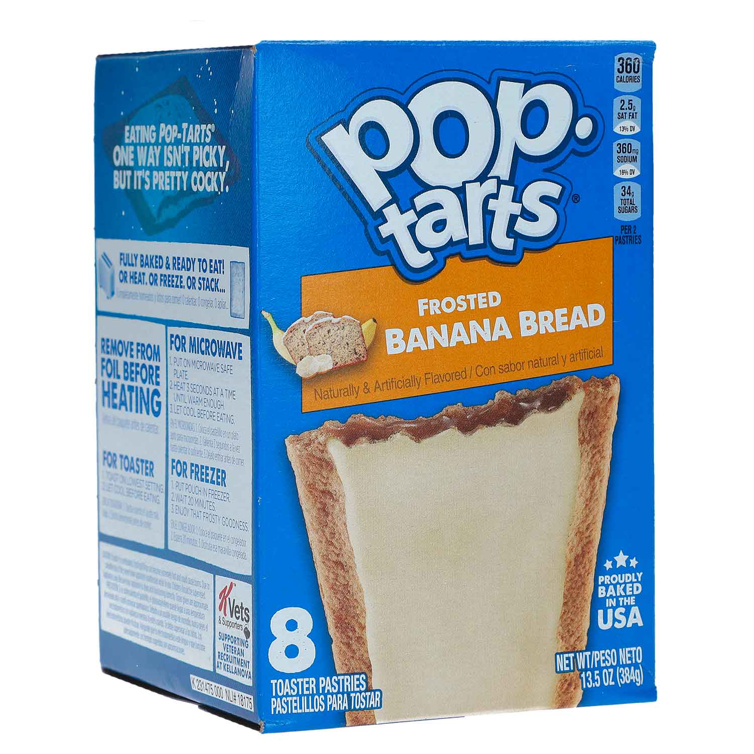 Kellogg's Pop-Tarts Frosted Banana Bread 8er 4x2 einzeln verpackte große Kekse mit Bananen-Füllung und Glasur