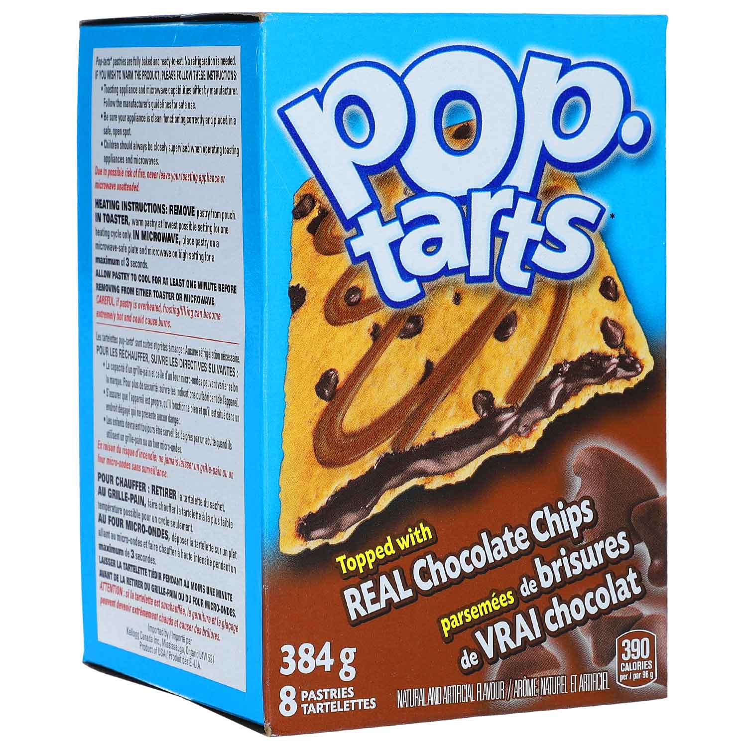 Kellogg's Pop-Tarts Frosted Chocolate Chips 8er 4x2 einzeln verpackte große Kekse mit Schokoladen-Füllung, Dekor mit Schokoladen-Geschmack und Schokoladentropfen
